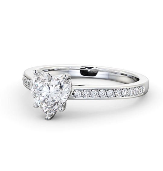  Heart Diamond Engagement Ring Platinum Solitaire With Side Stones - Rachele ENHE20S_WG_THUMB2 