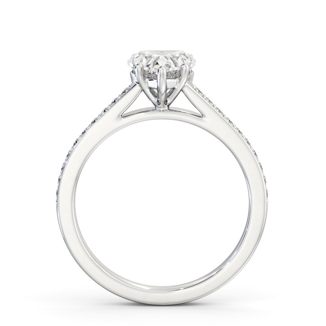 Heart Diamond Engagement Ring 18K White Gold Solitaire With Side Stones - Rachele ENHE20S_WG_UP