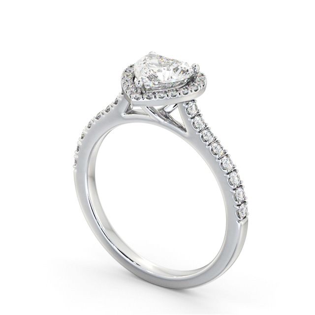 Halo Heart Diamond Engagement Ring Platinum - Aneesa