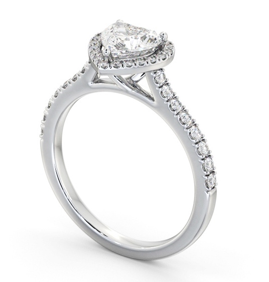 Halo Heart Diamond Engagement Ring 9K White Gold - Aneesa ENHE21_WG_THUMB1