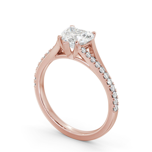 Heart Diamond Engagement Ring 18K Rose Gold Solitaire With Side Stones - Morse ENHE21S_RG_SIDE