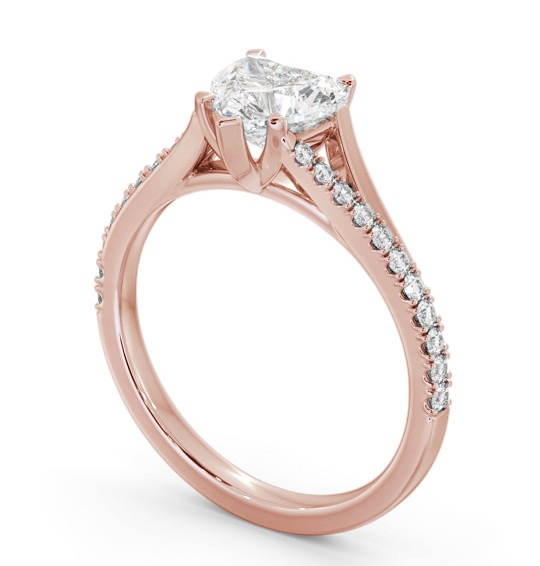 Heart Diamond Engagement Ring 18K Rose Gold Solitaire with Offset Side Stones ENHE21S_RG_THUMB1