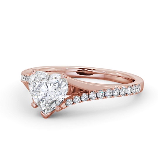 Heart Diamond Engagement Ring 18K Rose Gold Solitaire with Offset Side Stones ENHE21S_RG_THUMB2 