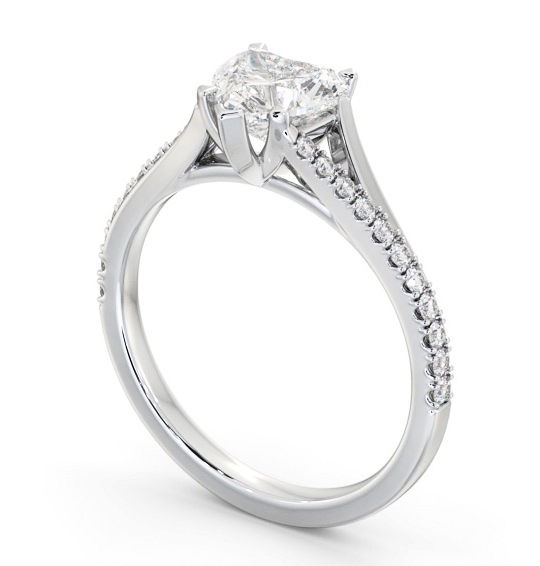 Heart Diamond Engagement Ring 18K White Gold Solitaire with Offset Side Stones ENHE21S_WG_THUMB1 
