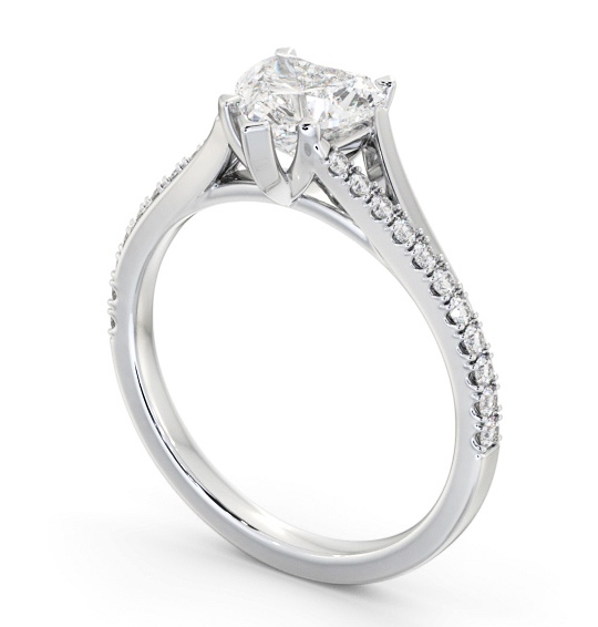 Heart Diamond Engagement Ring 9K White Gold Solitaire with Offset Side Stones ENHE21S_WG_THUMB1