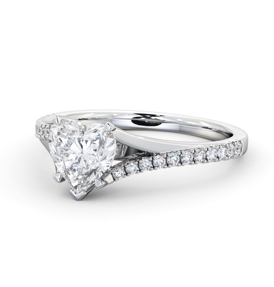  Heart Diamond Engagement Ring Platinum Solitaire With Side Stones - Morse ENHE21S_WG_THUMB2 