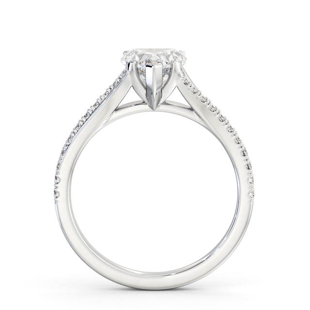 Heart Diamond Engagement Ring 18K White Gold Solitaire With Side Stones - Morse ENHE21S_WG_UP