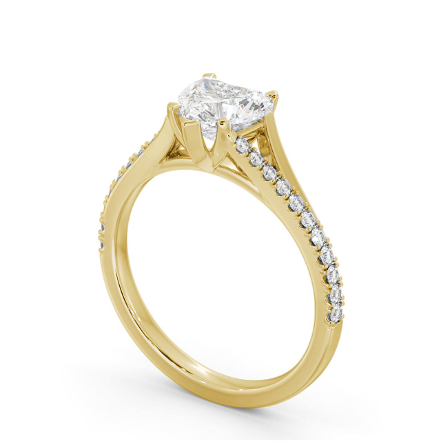 Heart Diamond Engagement Ring 9K Yellow Gold Solitaire With Side Stones - Morse ENHE21S_YG_SIDE