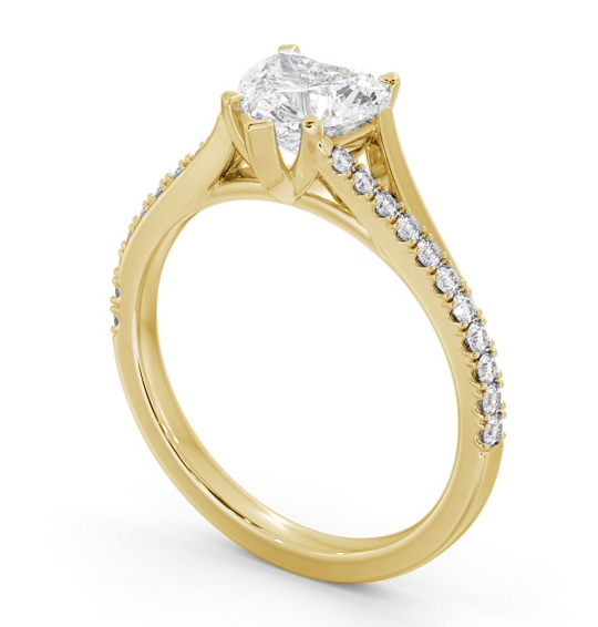  Heart Diamond Engagement Ring 18K Yellow Gold Solitaire With Side Stones - Morse ENHE21S_YG_THUMB1 