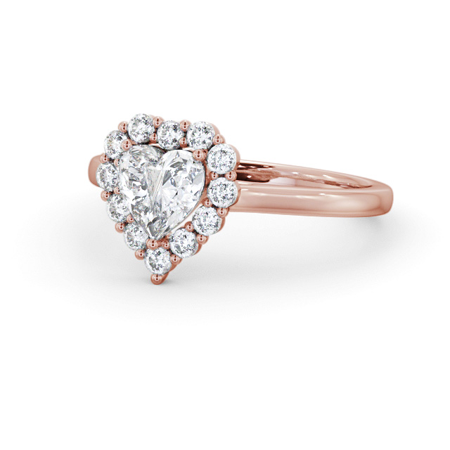 Halo Heart Diamond Engagement Ring 18K Rose Gold - Annemie ENHE22_RG_FLAT