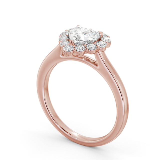Halo Heart Diamond Engagement Ring 18K Rose Gold - Annemie ENHE22_RG_SIDE