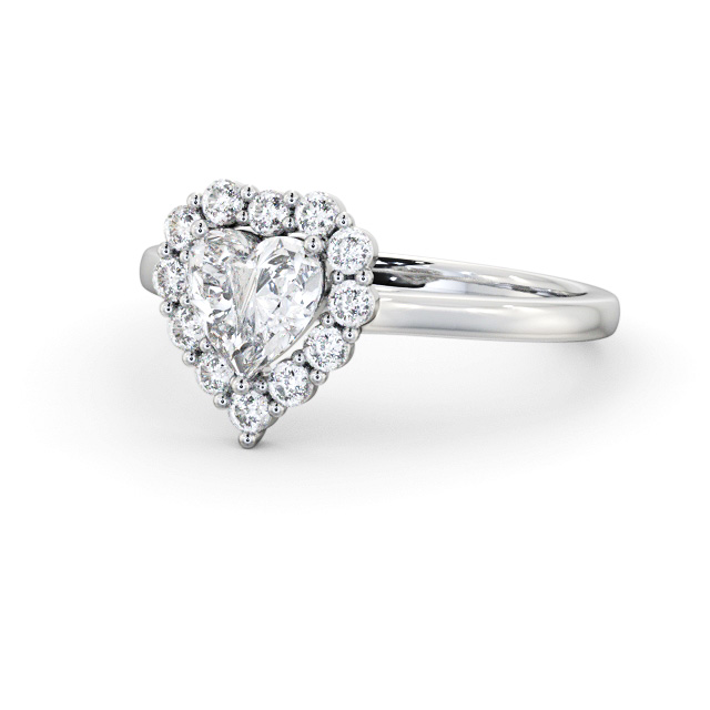 Halo Heart Diamond Engagement Ring Palladium - Annemie ENHE22_WG_FLAT