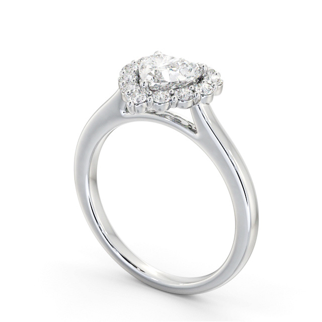 Halo Heart Diamond Engagement Ring Platinum - Annemie ENHE22_WG_SIDE