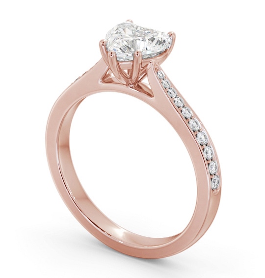 Heart Diamond Engagement Ring 9K Rose Gold Solitaire With Side Stones - Vargal ENHE22S_RG_THUMB1 