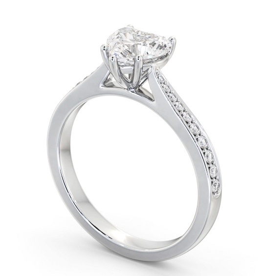 Heart Diamond Tapered Band Engagement Ring 9K White Gold Solitaire with Channel Set Side Stones ENHE22S_WG_THUMB1