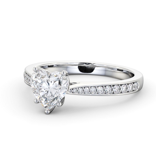 Heart Diamond Tapered Band Engagement Ring 18K White Gold Solitaire with Channel Set Side Stones ENHE22S_WG_THUMB2 