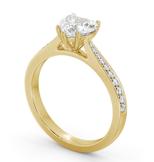 Heart Diamond Engagement Ring 9K Yellow Gold Solitaire With Side Stones - Vargal ENHE22S_YG_THUMB1