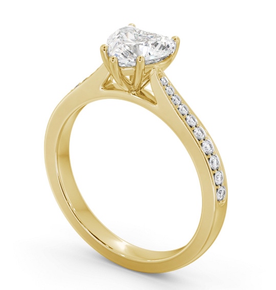 Heart Diamond Tapered Band Engagement Ring 18K Yellow Gold Solitaire with Channel Set Side Stones ENHE22S_YG_THUMB1