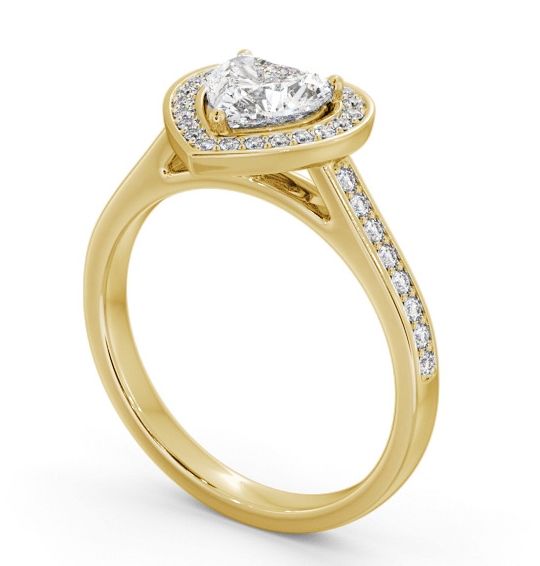 Heart Diamond with A Channel Set Halo Engagement Ring 18K Yellow Gold ENHE25_YG_THUMB1