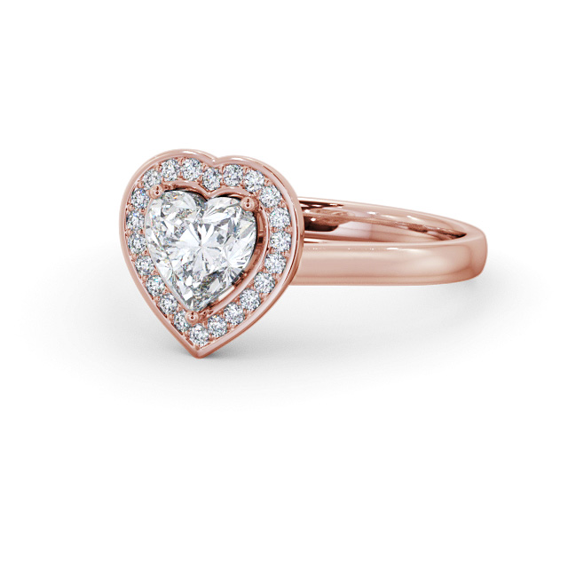 Halo Heart Diamond Engagement Ring 9K Rose Gold - Moore ENHE26_RG_FLAT