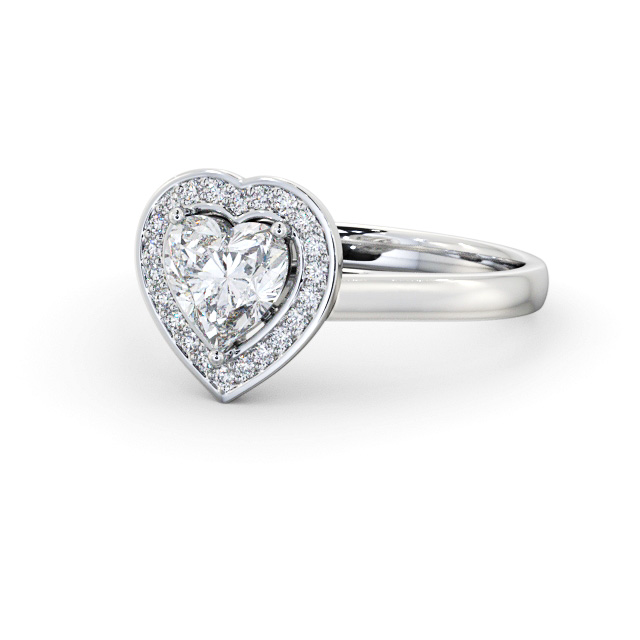 Halo Heart Diamond Engagement Ring Platinum - Moore ENHE26_WG_FLAT