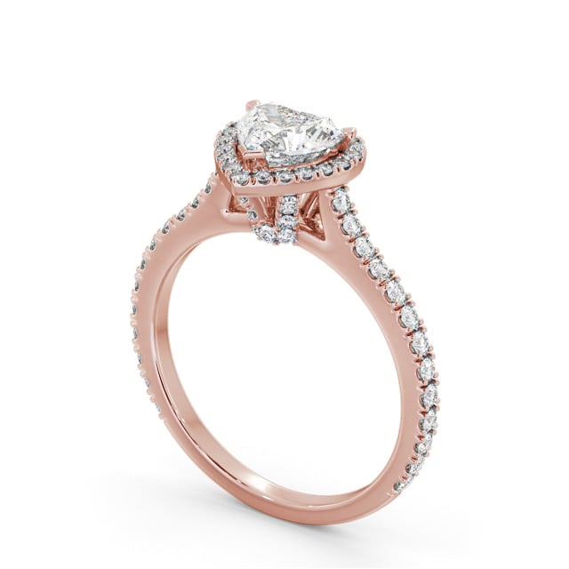 Halo Heart Diamond Engagement Ring 9K Rose Gold - Edria ENHE27_RG_SIDE