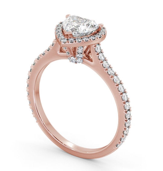 Halo Heart Diamond Engagement Ring 9K Rose Gold - Edria ENHE27_RG_THUMB1