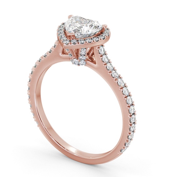 Halo Heart Diamond Engagement Ring with Diamond Set Supports 18K Rose Gold ENHE27_RG_THUMB1