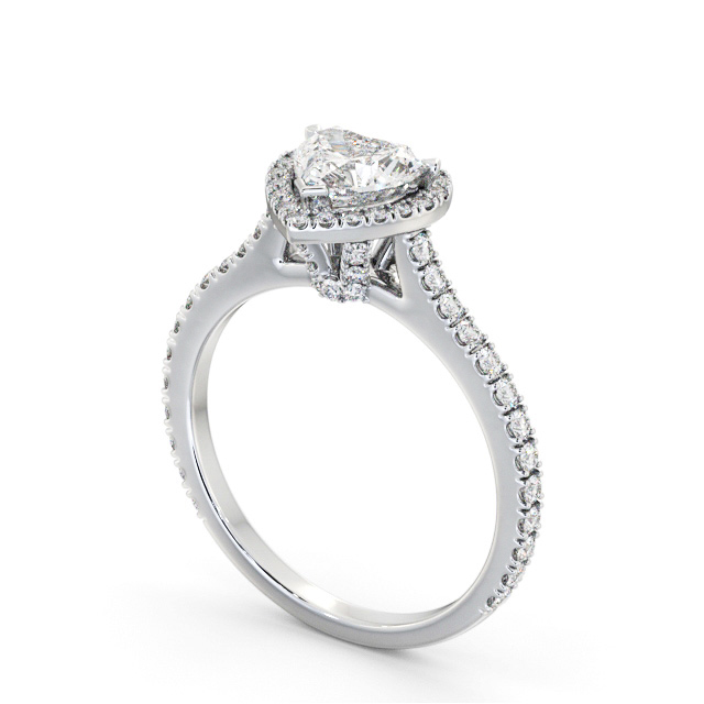 Halo Heart Diamond Engagement Ring Platinum - Edria ENHE27_WG_SIDE