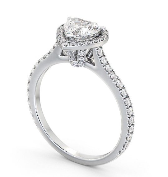 Halo Heart Diamond Engagement Ring with Diamond Set Supports 9K White Gold ENHE27_WG_THUMB1 
