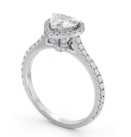 Halo Heart Diamond Engagement Ring with Diamond Set Supports 9K White Gold ENHE27_WG_THUMB1