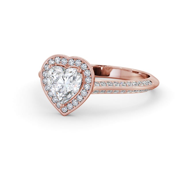 Halo Heart Diamond Engagement Ring 9K Rose Gold - Libbie ENHE28_RG_FLAT