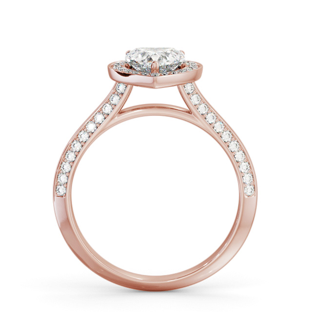 Halo Heart Diamond Engagement Ring 9K Rose Gold - Libbie ENHE28_RG_UP
