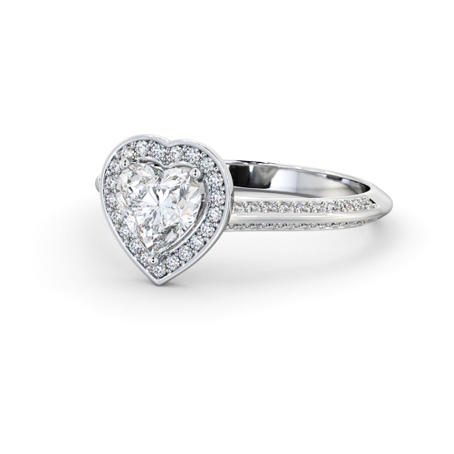 Halo Heart Diamond Engagement Ring Platinum - Libbie ENHE28_WG_FLAT