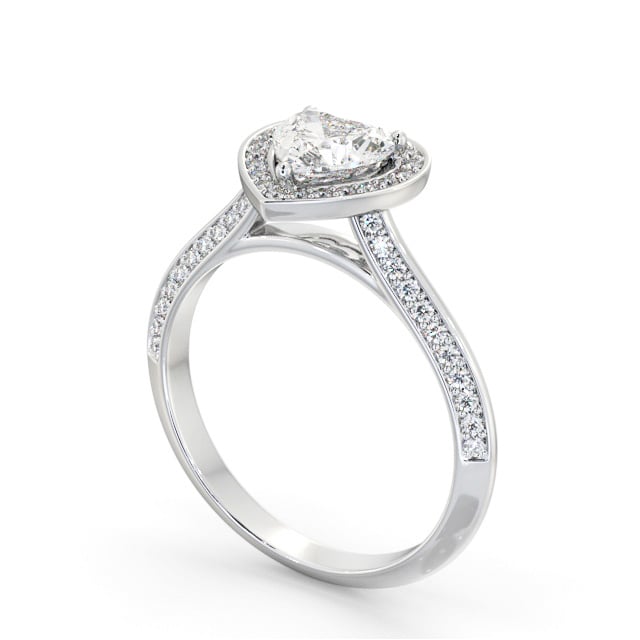 Halo Heart Diamond Engagement Ring Platinum - Libbie