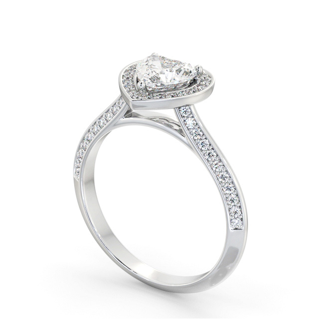 Halo Heart Diamond Engagement Ring Platinum - Libbie ENHE28_WG_SIDE