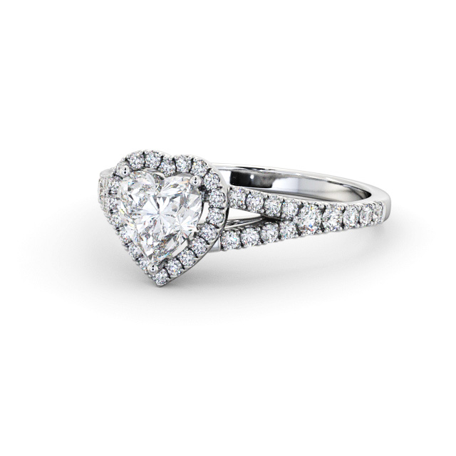 Halo Heart Diamond Engagement Ring 18K White Gold - Castillo ENHE29_WG_FLAT