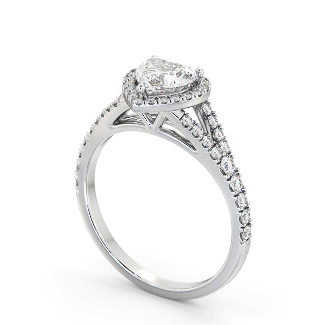 Halo Heart Diamond Engagement Ring 18K White Gold - Castillo ENHE29_WG_SIDE
