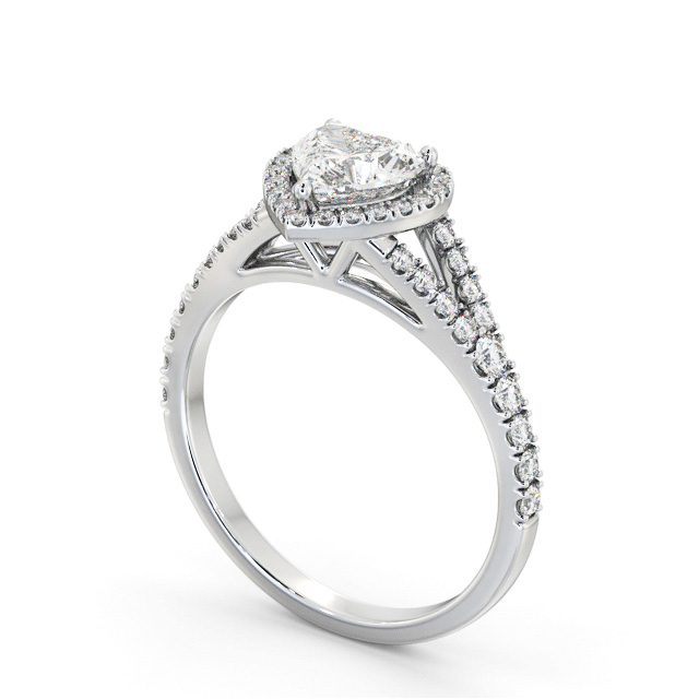 Halo Heart Diamond Engagement Ring 9K White Gold - Castillo ENHE29_WG_SIDE