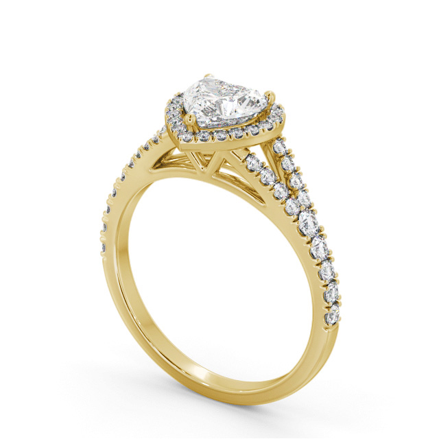 Halo Heart Diamond Engagement Ring 9K Yellow Gold - Castillo ENHE29_YG_SIDE