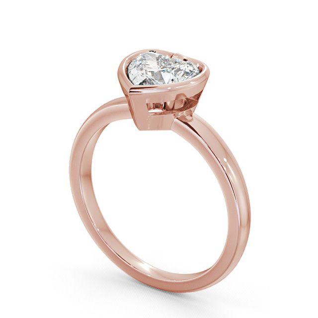 Heart Diamond Engagement Ring 9K Rose Gold Solitaire - Deri