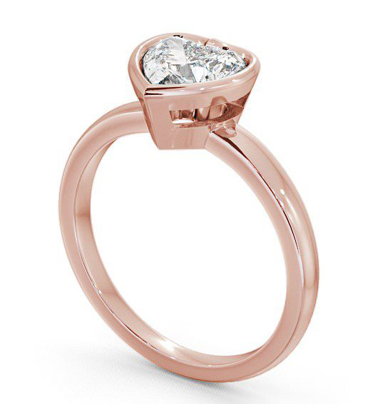 Heart Diamond Open Bezel Engagement Ring 9K Rose Gold Solitaire ENHE2_RG_THUMB1