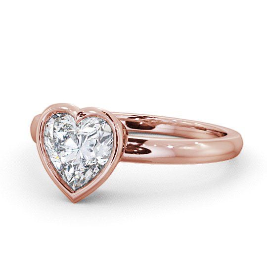 Heart Diamond Open Bezel Engagement Ring 9K Rose Gold Solitaire ENHE2_RG_THUMB2 