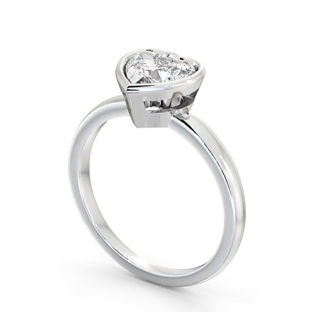 Heart Diamond Engagement Ring 9K White Gold Solitaire - Deri ENHE2_WG_SIDE