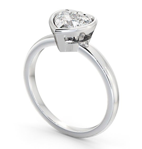 Heart Diamond Open Bezel Engagement Ring Platinum Solitaire ENHE2_WG_THUMB1