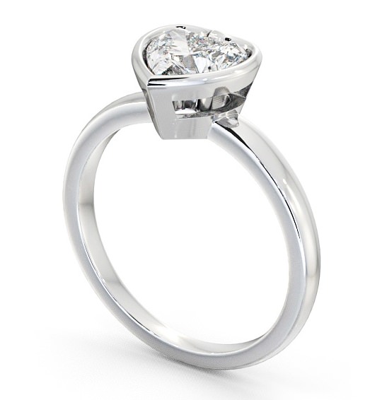 Heart Diamond Open Bezel Engagement Ring Platinum Solitaire ENHE2_WG_THUMB1 