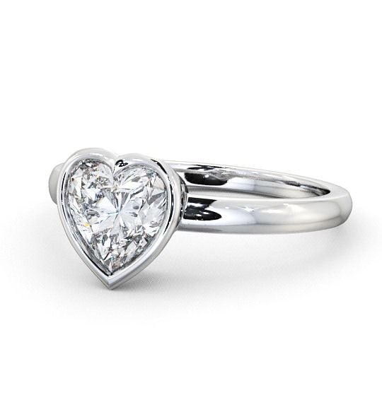 Heart Diamond Open Bezel Engagement Ring 18K White Gold Solitaire ENHE2_WG_THUMB2 