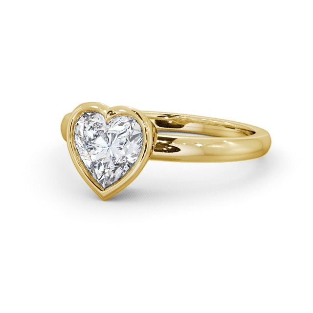 Heart Diamond Engagement Ring 18K Yellow Gold Solitaire - Deri ENHE2_YG_FLAT