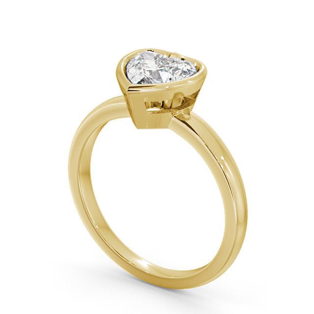 Heart Diamond Engagement Ring 9K Yellow Gold Solitaire - Deri ENHE2_YG_SIDE
