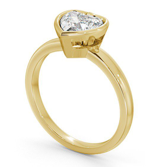 Heart Diamond Open Bezel Engagement Ring 18K Yellow Gold Solitaire ENHE2_YG_THUMB1 